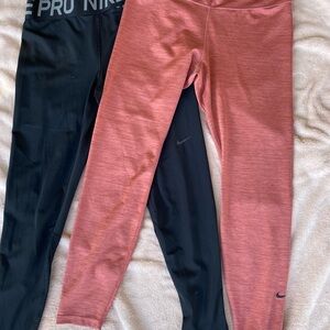 Nike Black and Pink Leggings for Active Wear